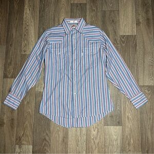 Vintage 1970-80s Levi's Western Blue and Red Button Down Shirt